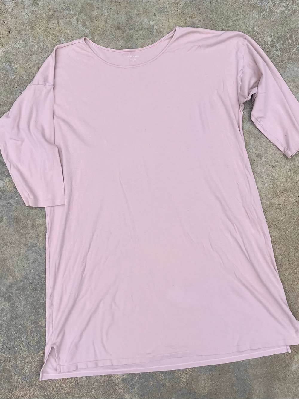 EILEEN FISHER 1X Pale Pink Organic Cotton Tunic Dress | Minimalist Lagenlook